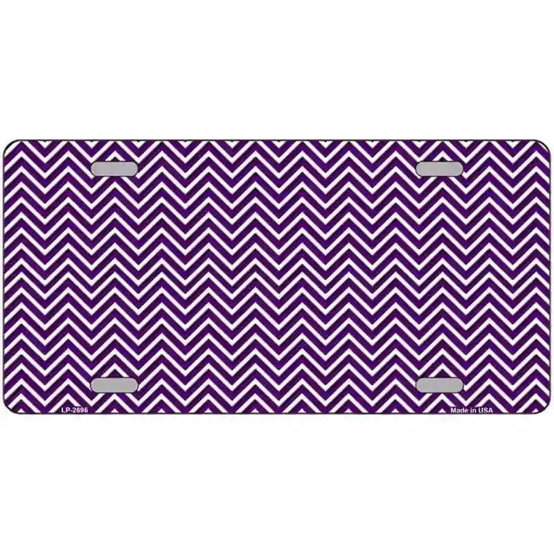Purple White Chevron Metal Novelty License Plate 24" x 12" (LLP)