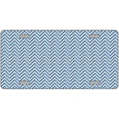 Light Blue White Chevron Metal Novelty License Plate 24" x 12" (LLP)