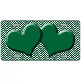 Green White Chevron Green Center Hearts Metal Novelty License Plate 24" x 12" (LLP)