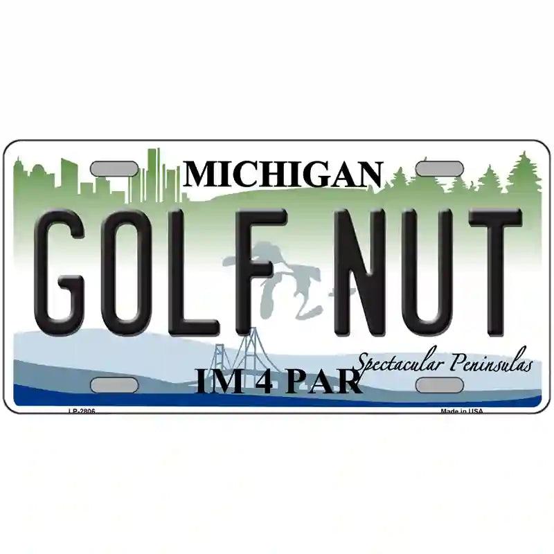 Golf Nut Michigan State Metal Novelty License Plate 24" x 12" (LLP)