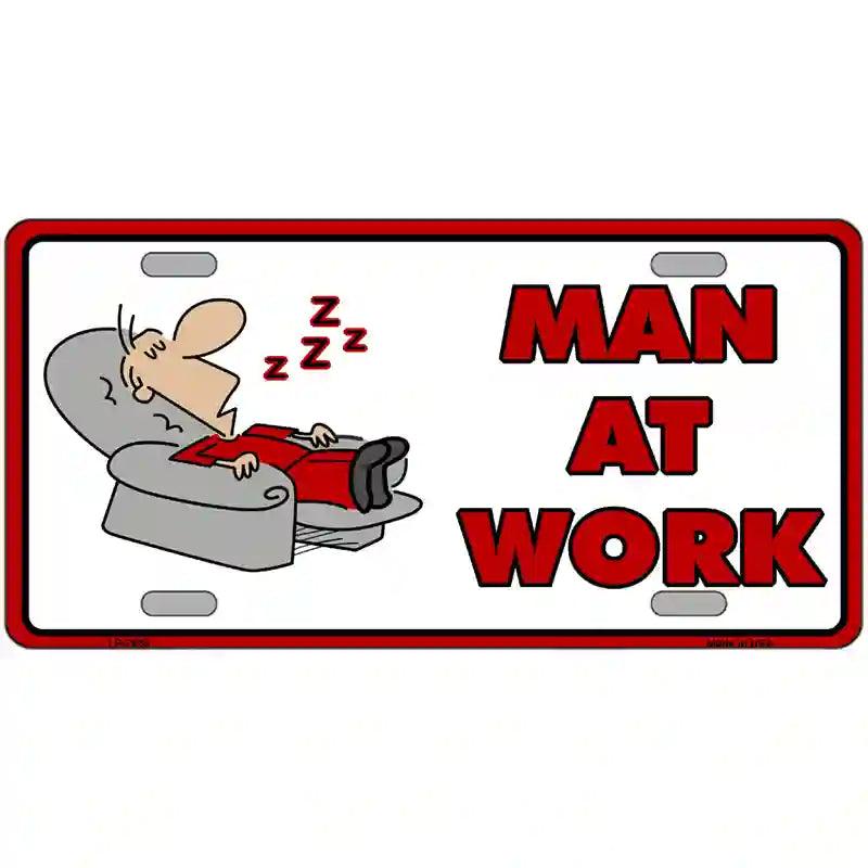 Man At Work Metal Novelty License Plate 24" x 12" (LLP)