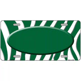 Green White Zebra Green Center Oval Metal Novelty License Plate 24" x 12" (LLP)