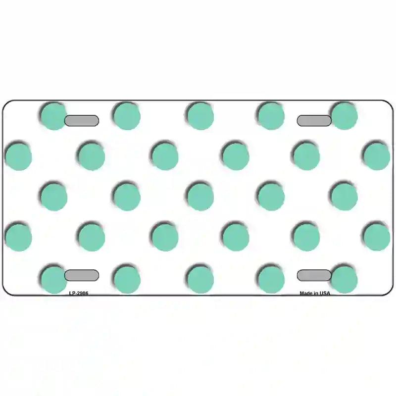 Mint White Polka Dot Metal Novelty License Plate 24" x 12" (LLP)