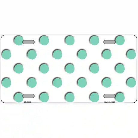 Mint White Polka Dot Metal Novelty License Plate 24" x 12" (LLP)