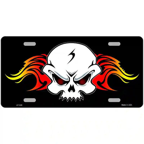 Skull Flame Metal Novelty License Plate 24" x 12" (LLP)