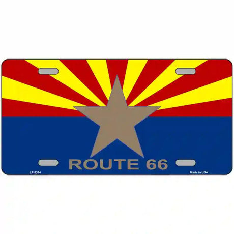 Route 66 Arizona Flag Metal License Plate 24" x 12" (LLP)