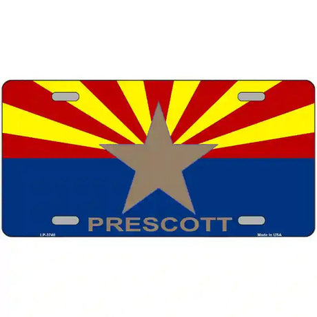 Prescott Arizona State Flag Metal Novelty License Plate 24" x 12" (LLP)
