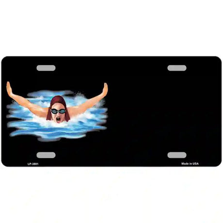 Female Swimmer Offset Metal Novelty License Plate 24" x 12" (LLP)
