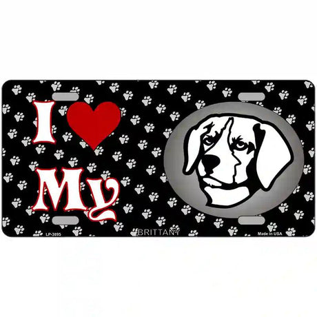 I Love My Brittany Metal Novelty License Plate 24" x 12" (LLP)