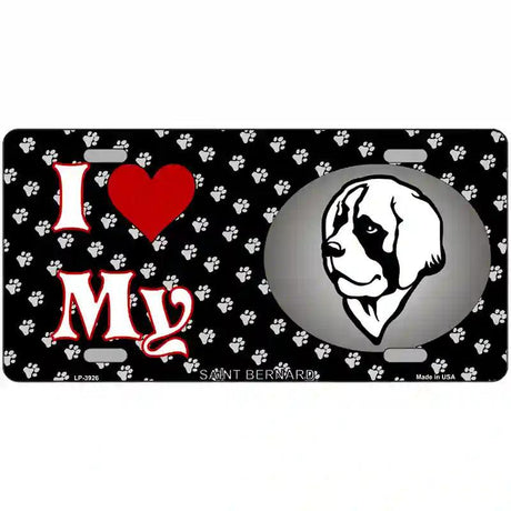I Love My Saint Bernard Metal Novelty License Plate 24" x 12" (LLP)