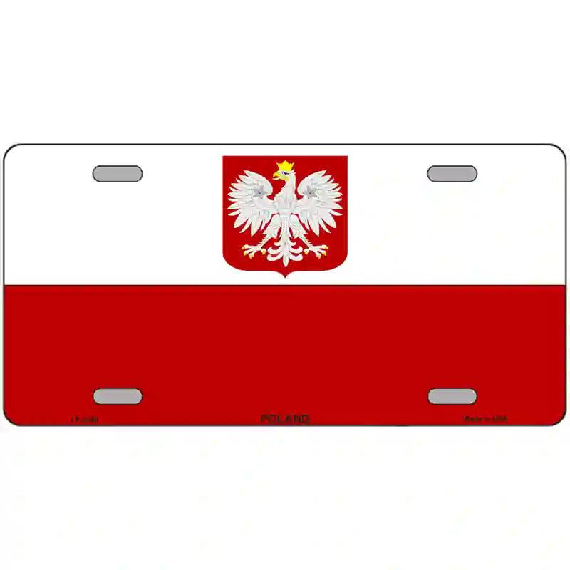 Poland Eagle Flag Metal Novelty License Plate 24" x 12" (LLP)