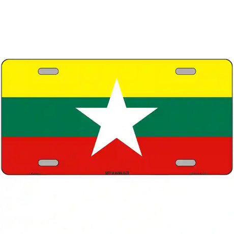 Myanmar Flag Metal Novelty License Plate 24" x 12" (LLP)