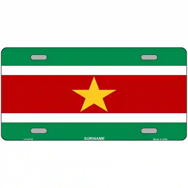 Suriname Flag Metal Novelty License Plate 24" x 12" (LLP)
