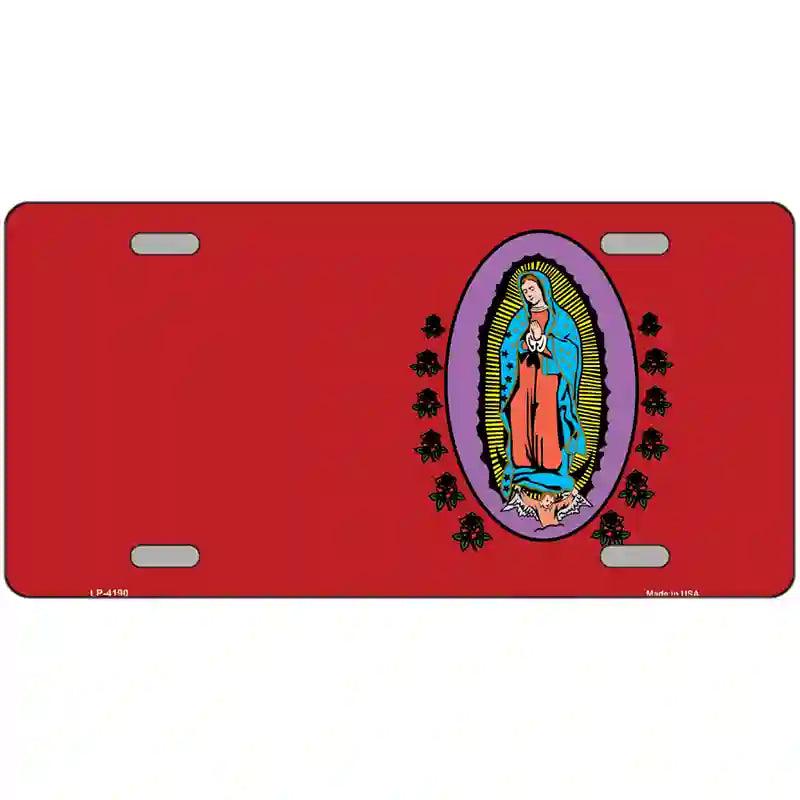 Virgin Mary Red Metal Novelty License Plate 24" x 12" (LLP)