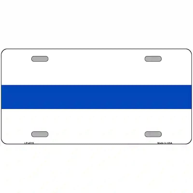 Thin Blue Line White Metal Novelty License Plate 24" x 12" (LLP)