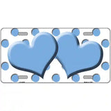 Light Blue White Polka Dot Light Blue Centered Hearts Novelty License Plate 24" x 12" (LLP)