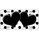 Black White Polka Dot Black Centered Hearts Novelty License Plate 24" x 12" (LLP)