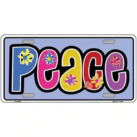 Peace And Flowers Metal Novelty License Plate 24" x 12" (LLP)