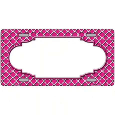 Pink White Quatrefoil Center Scallop Metal Novelty License Plate 24" x 12" (LLP)