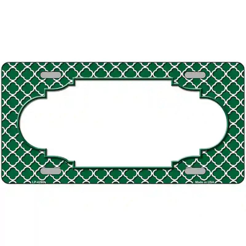 Green White Quatrefoil Center Scallop Metal Novelty License Plate 24" x 12" (LLP)