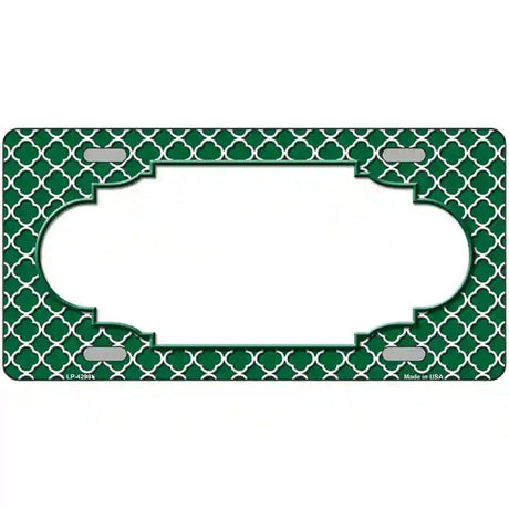 Green White Quatrefoil Center Scallop Metal Novelty License Plate 24" x 12" (LLP)