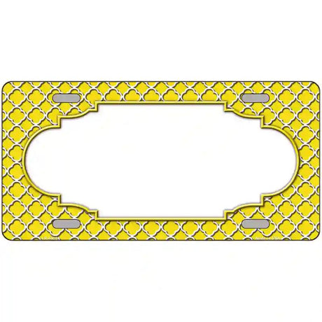 Yellow White Quatrefoil Center Scallop Metal Novelty License Plate 24" x 12" (LLP)