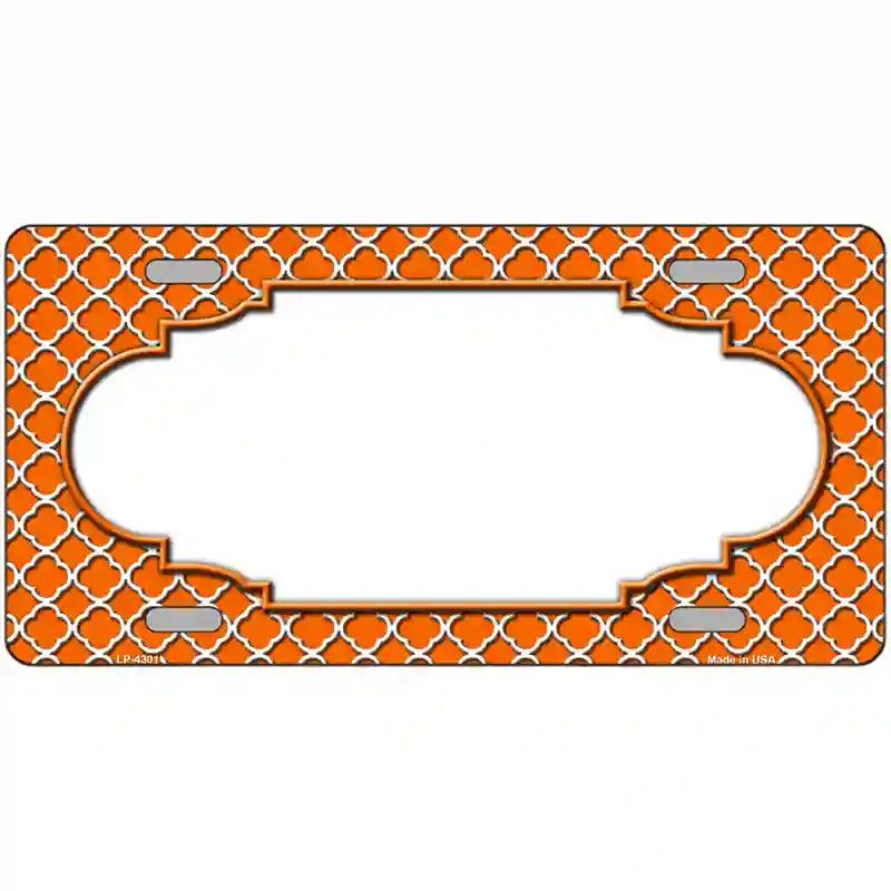 Orange White Quatrefoil Center Scallop Metal Novelty License Plate 24" x 12" (LLP)