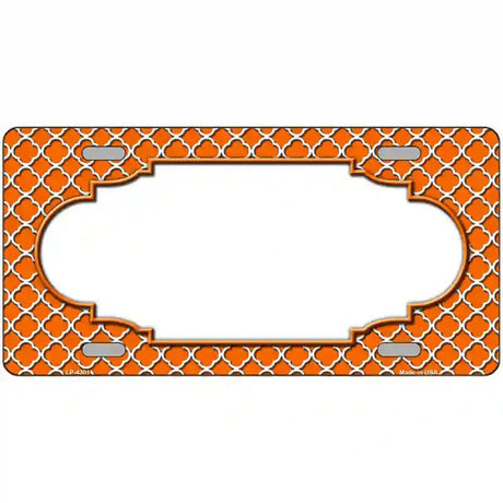 Orange White Quatrefoil Center Scallop Metal Novelty License Plate 24" x 12" (LLP)