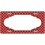 Red White Quatrefoil Center Scallop Metal Novelty License Plate 24" x 12" (LLP)