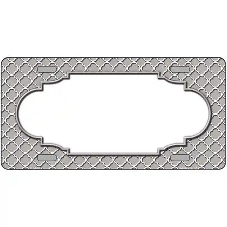 Grey White Quatrefoil Center Scallop Metal Novelty License Plate 24" x 12" (LLP)