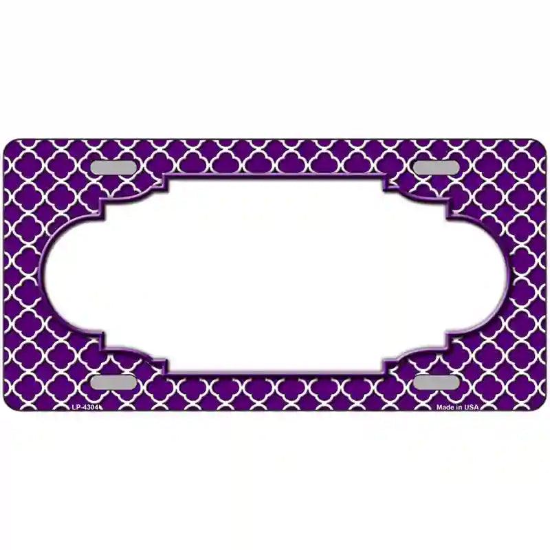 Purple White Quatrefoil Center Scallop Metal Novelty License Plate 24" x 12" (LLP)