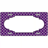 Purple White Quatrefoil Center Scallop Metal Novelty License Plate 24" x 12" (LLP)