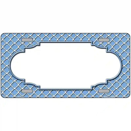 Light Blue White Quatrefoil Center Scallop Metal Novelty License Plate 24" x 12" (LLP)