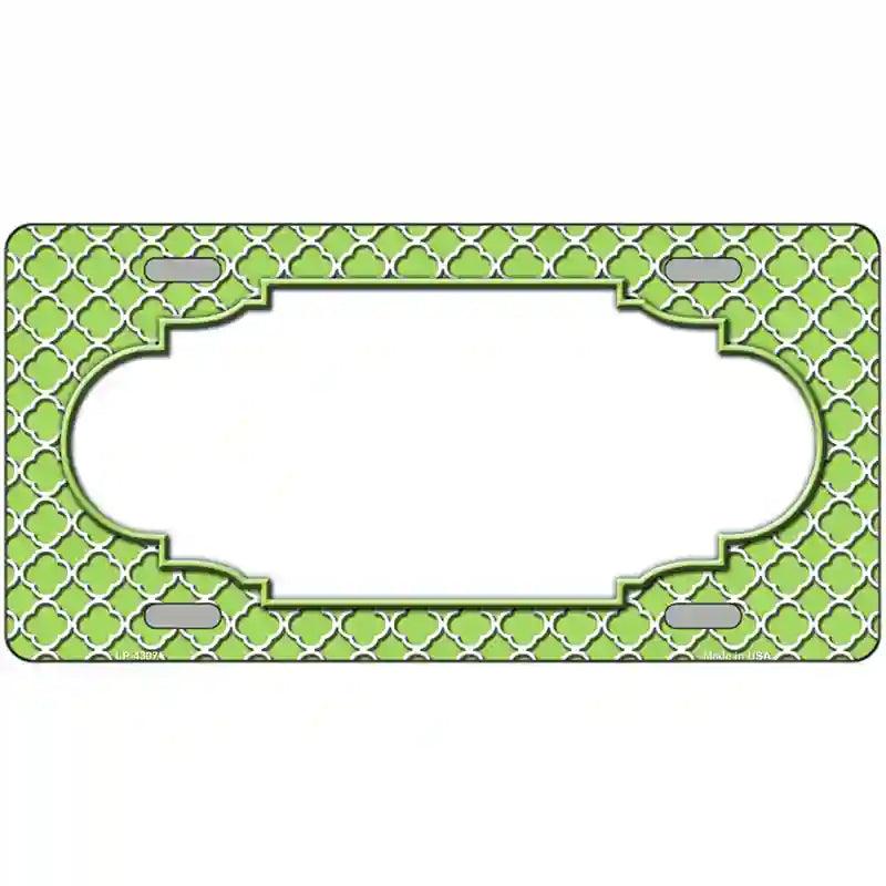 Lime Green White Quatrefoil Center Scallop Metal Novelty License Plate 24" x 12" (LLP)