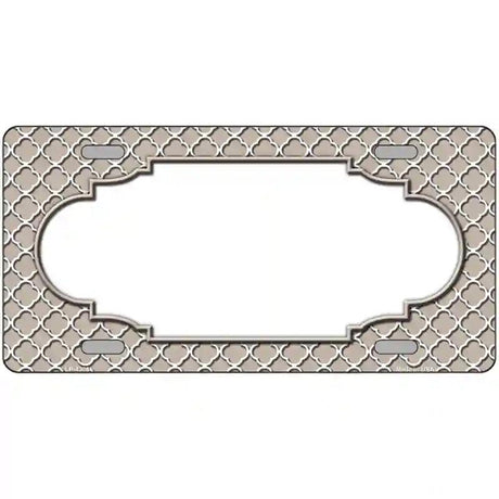 Tan White Quatrefoil Center Scallop Metal Novelty License Plate 24" x 12" (LLP)