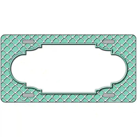 Mint White Quatrefoil Center Scallop Metal Novelty License Plate 24" x 12" (LLP)