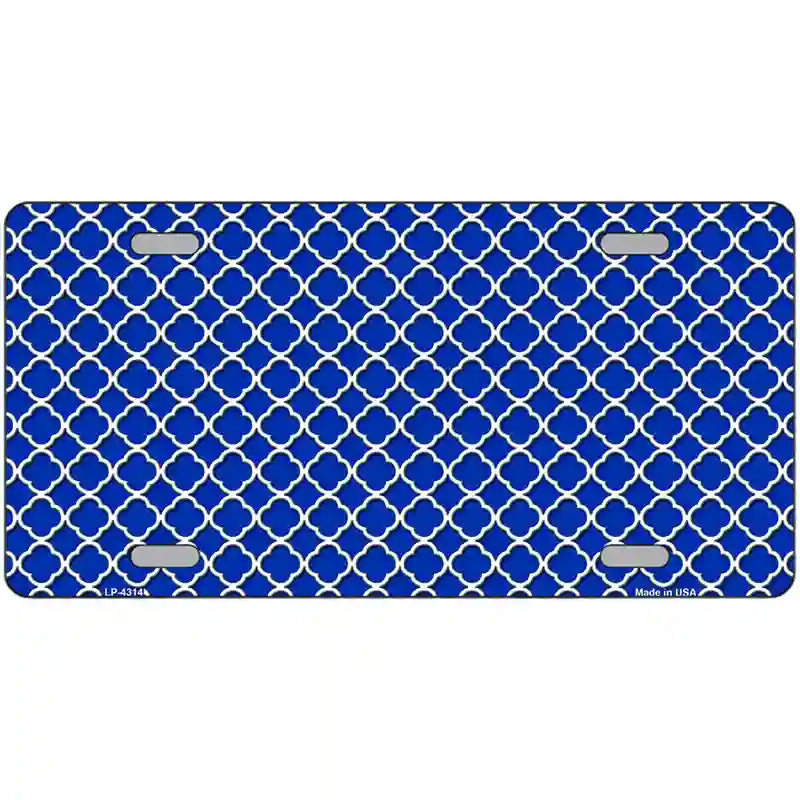 Blue White Quatrefoil Metal Novelty License Plate 24" x 12" (LLP)