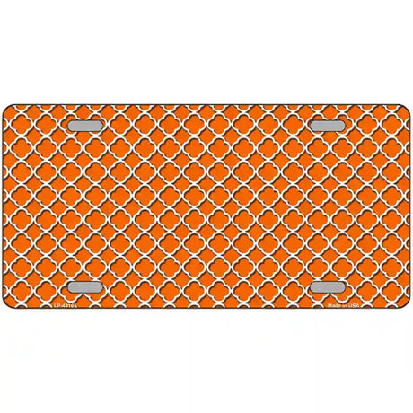Orange White Quatrefoil Metal Novelty License Plate 24" x 12" (LLP)