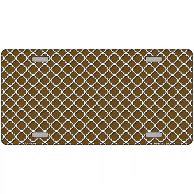 Brown White Quatrefoil Metal Novelty License Plate 24" x 12" (LLP)