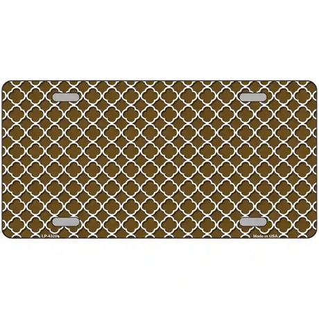 Brown White Quatrefoil Metal Novelty License Plate 24" x 12" (LLP)