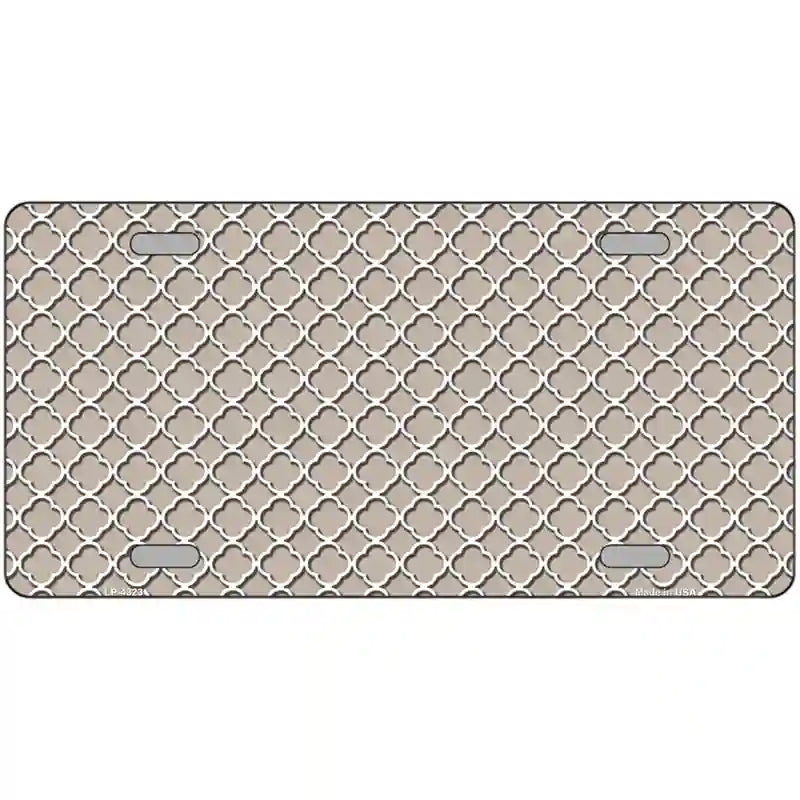 Tan White Quatrefoil Metal Novelty License Plate 24" x 12" (LLP)