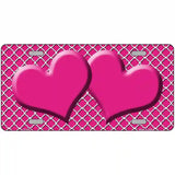 Pink White Quatrefoil Hot Pink Center Hearts Metal Novelty License Plate 24" x 12" (LLP)
