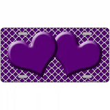 Purple White Quatrefoil Purple Center Hearts Metal Novelty License Plate 24" x 12" (LLP)