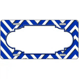 Blue White Chevron Center Scallop Metal Novelty License Plate 24" x 12" (LLP)