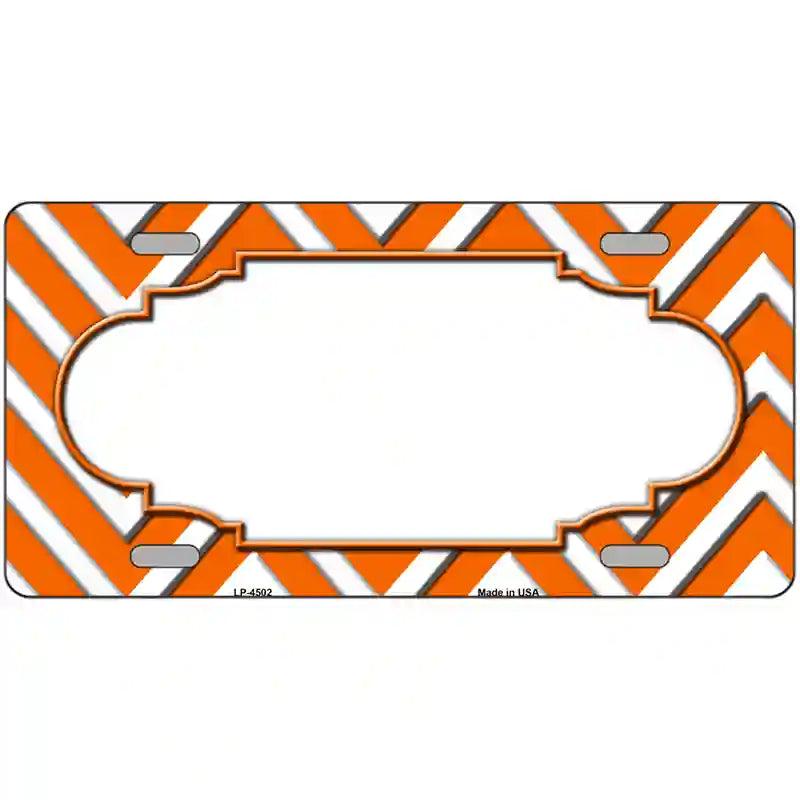 Orange White Chevron Center Scallop Metal Novelty License Plate 24" x 12" (LLP)