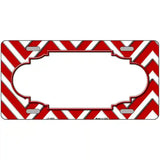 Red White Chevron Center Scallop Metal Novelty License Plate 24" x 12" (LLP)