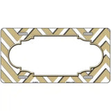Gold White Chevron Center Scallop Metal Novelty License Plate 24" x 12" (LLP)