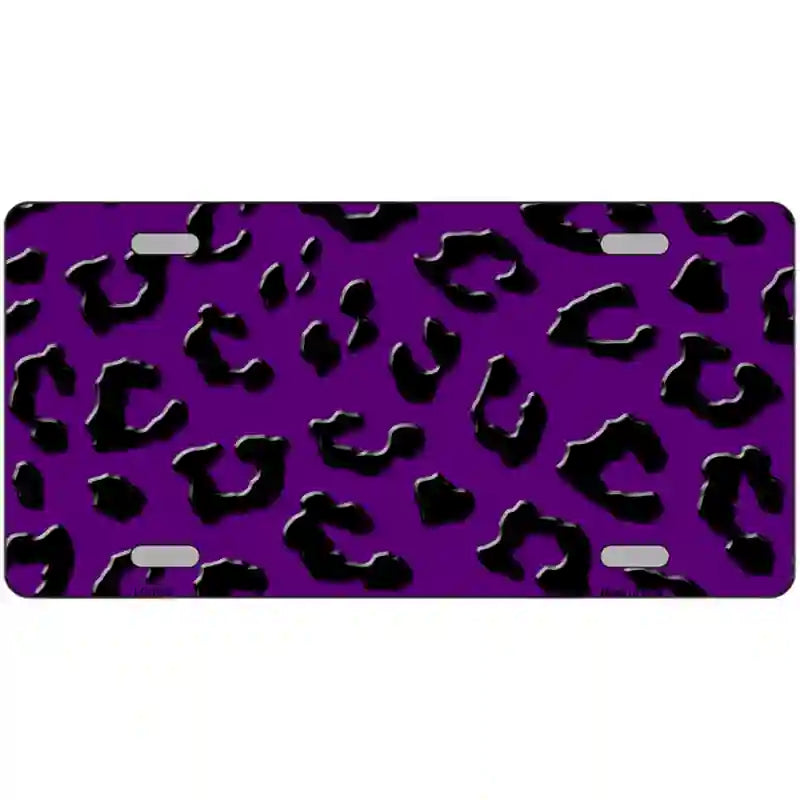 Purple Black Cheetah Metal Novelty License Plate 24" x 12" (LLP)
