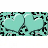 Mint Black Cheetah Mint Center Hearts Metal Novelty License Plate 24" x 12" (LLP)