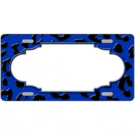 Blue Black Cheetah Scallop Metal Novelty License Plate 24" x 12" (LLP)